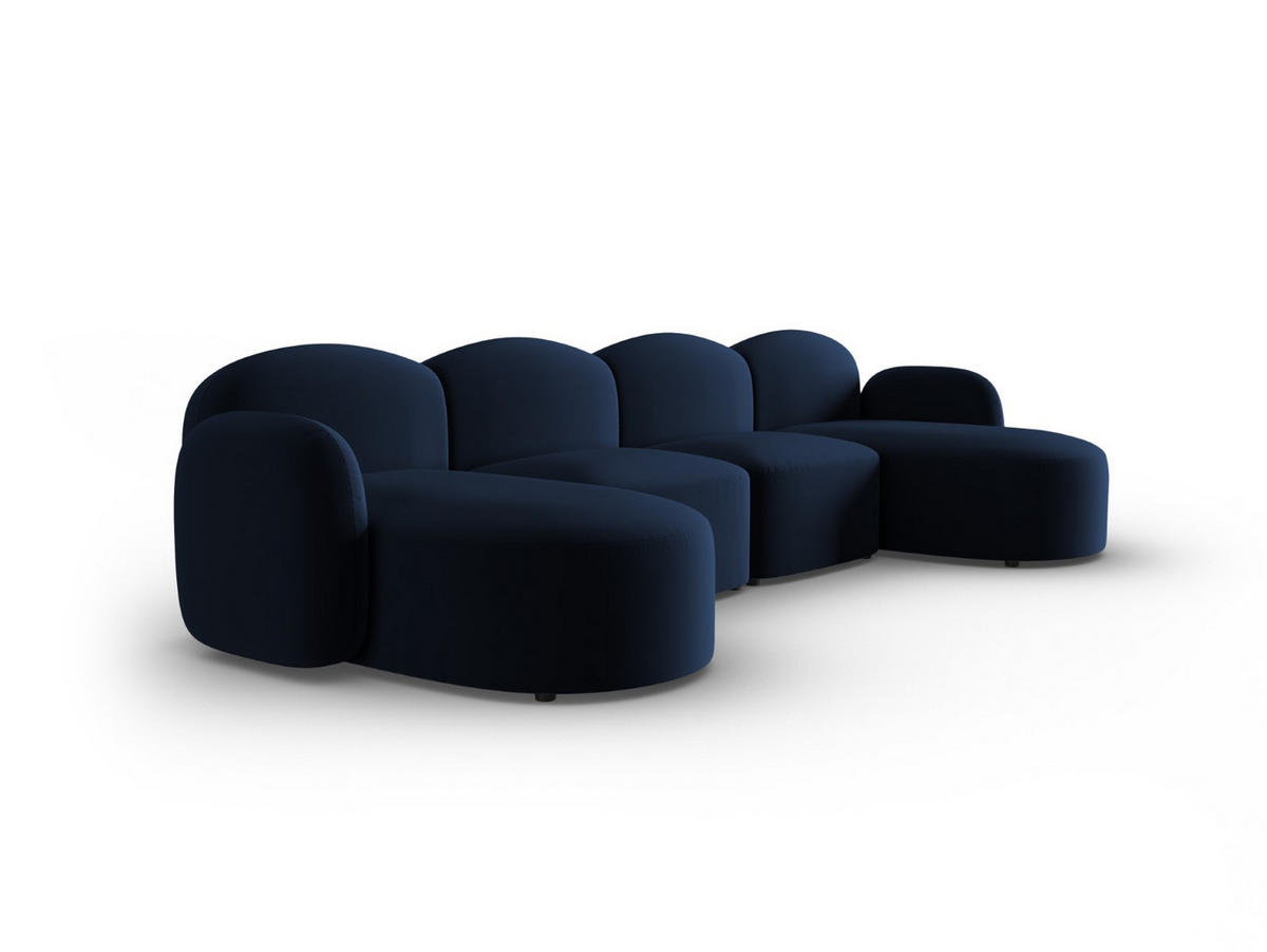PANORAMASOFA Blair aus Samt königsblau 6 Sitzplätze - Blau, Textil (155/80/350cm) - Micadoni