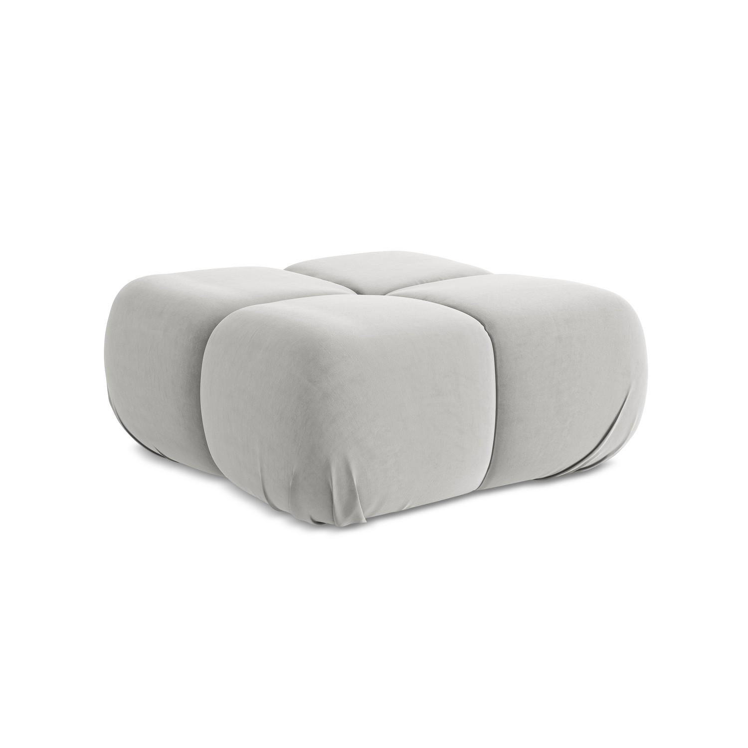 POUF Samt Stoff Grau - Silberfarben/Schwarz, Kunststoff/Textil (95/41/95cm) - LaMiaSofa