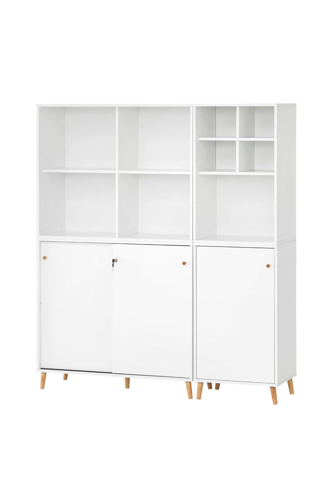AKTENREGAL Jaguar 2er Set 2 AKTENSCHRANK & REGALKREUZ Breite 51-100 cm Weiß - Weiß, Holz (151/168.7/41cm) - PROREGAL