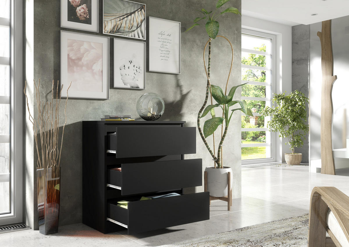KOMMODE Schwarz 70/79/39 - Schwarz, Holzwerkstoff (70/79/39cm) - RAUMHIRSCH FURNITURE
