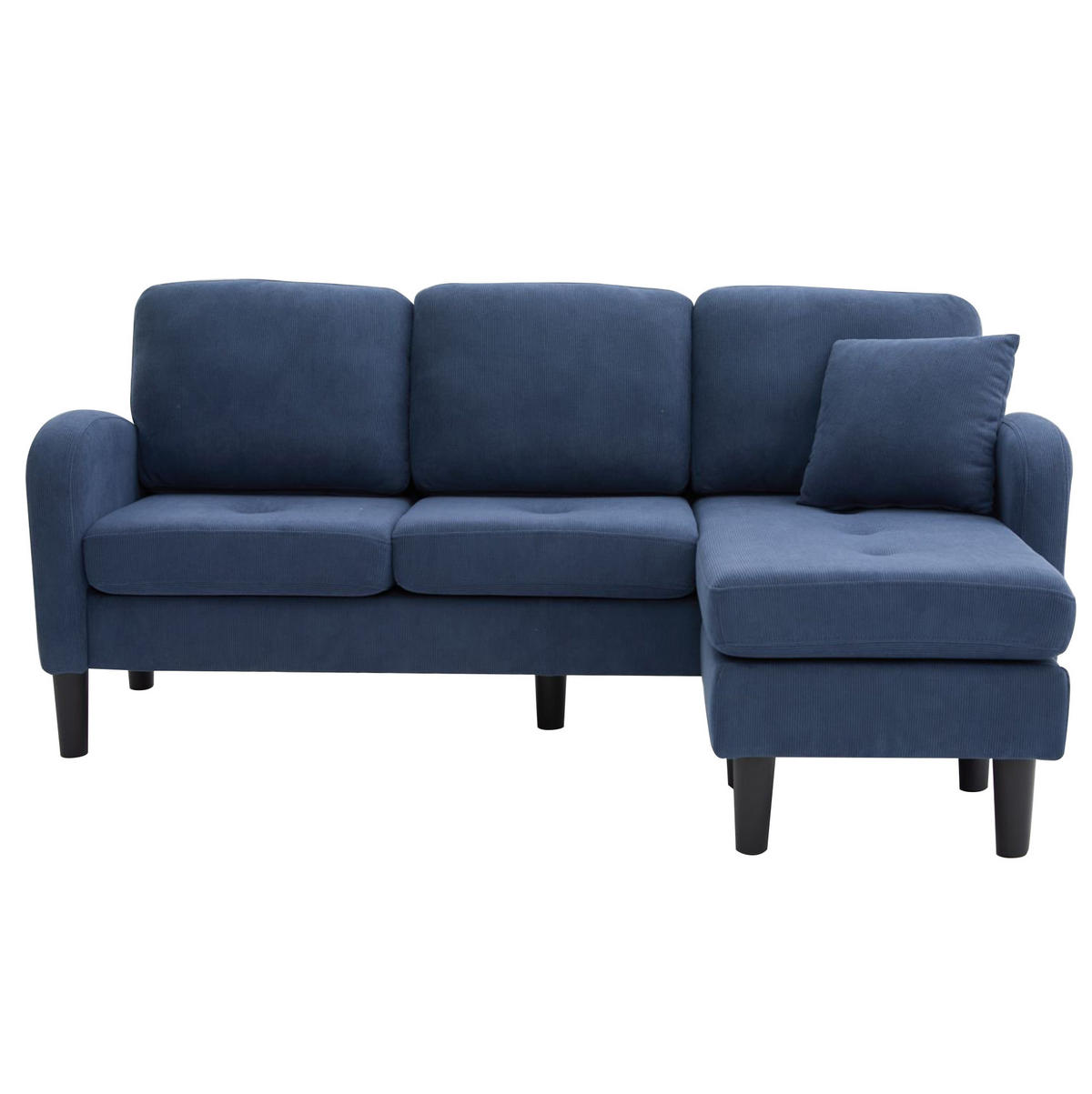 ECKSOFA 166/118/77 cm blau aus Cordstoff mit modularer Chaiselongue - Blau, Kunststoff (118/166cm) - OKWISH