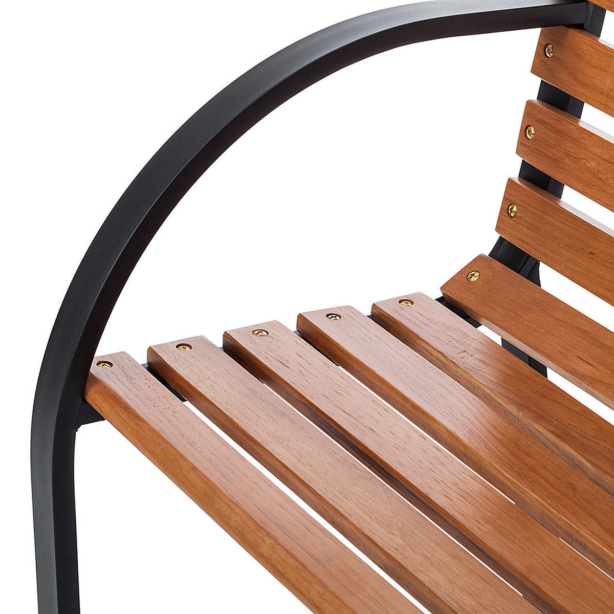 GARTENBANK - Massivholz - Schwarz/Braun, Holz/Metall (122/80/63cm) - home24