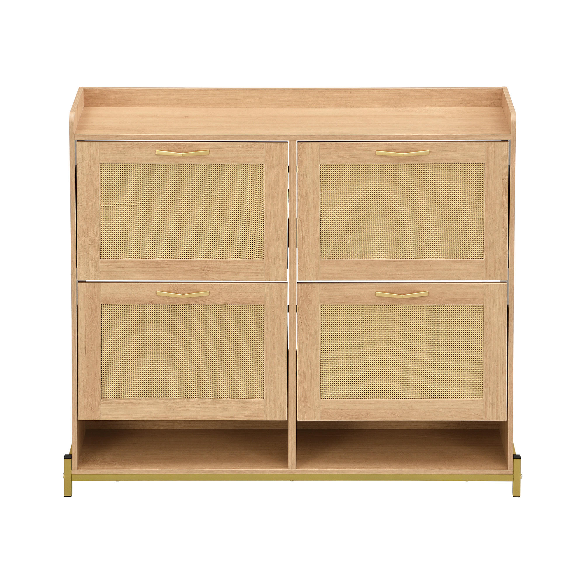 SCHUHSCHRANK Hell-Eiche 108,5/24/100 cm - Hellbraun, Holzwerkstoff (108.5/100/24cm) - PANGIVO