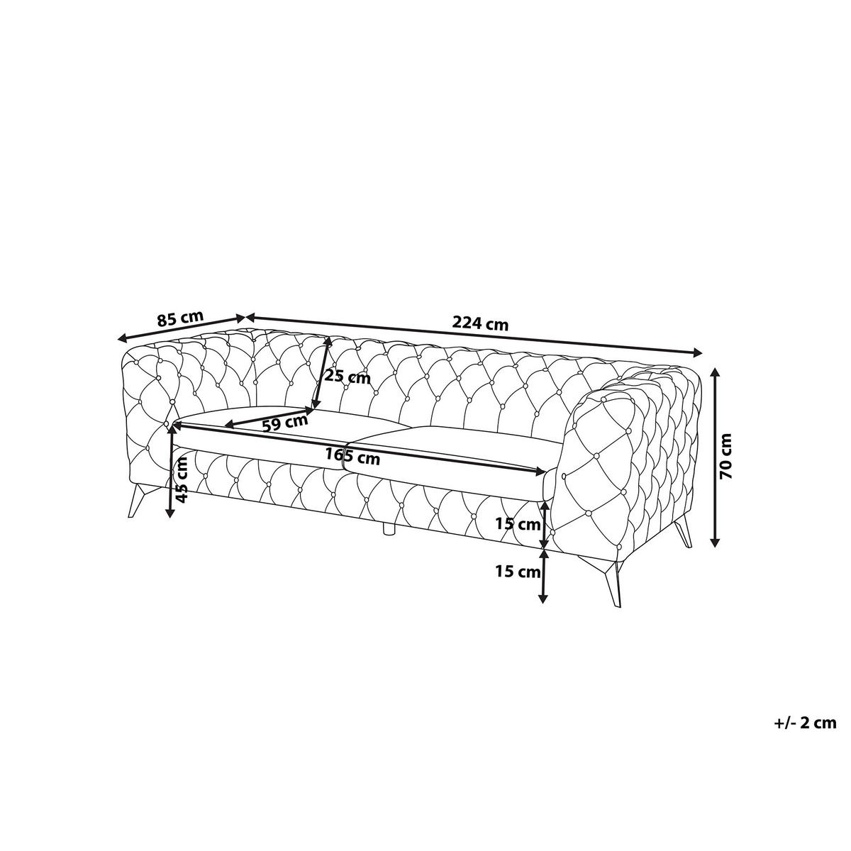3-SITZER-SOFA Samtstoff Grau Sotra - Grau, Textil (224/70/85cm) - Beliani