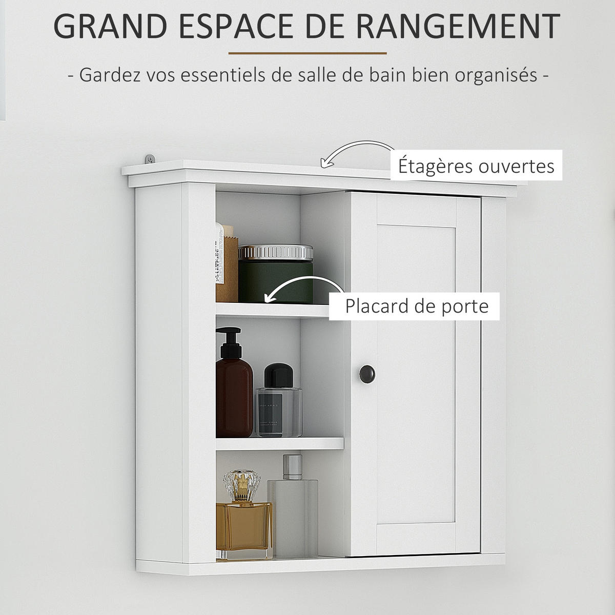 HÄNGESCHRANK DE-15851 mit 3 Nischen Weiß - Weiß, Holzwerkstoff (14.5/50.5/53cm) - ComfortXL