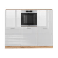 KÜCHENBLOCK R-Line Weiß Hochglanz/Goldkraft Eiche 180 cm ohne AP - Honigeiche/Weiß Hochglanz, Holzwerkstoff (180/81.6/46cm) - Vicco
