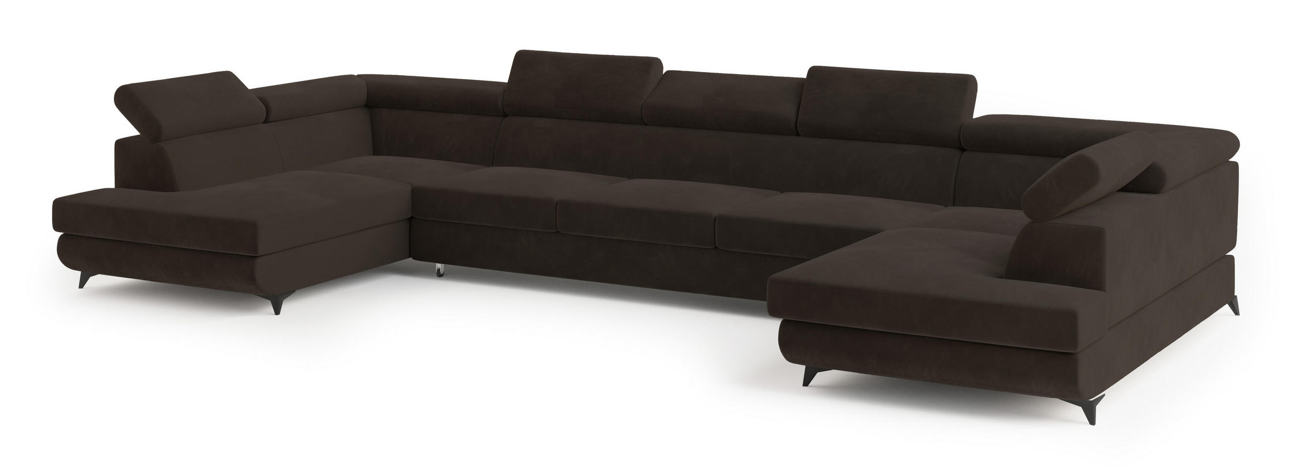 ROHOVÁ SEDAČKA URMANO hnědá - černá/hnědá, kov/dřevo (395/190cm) - MASSENO