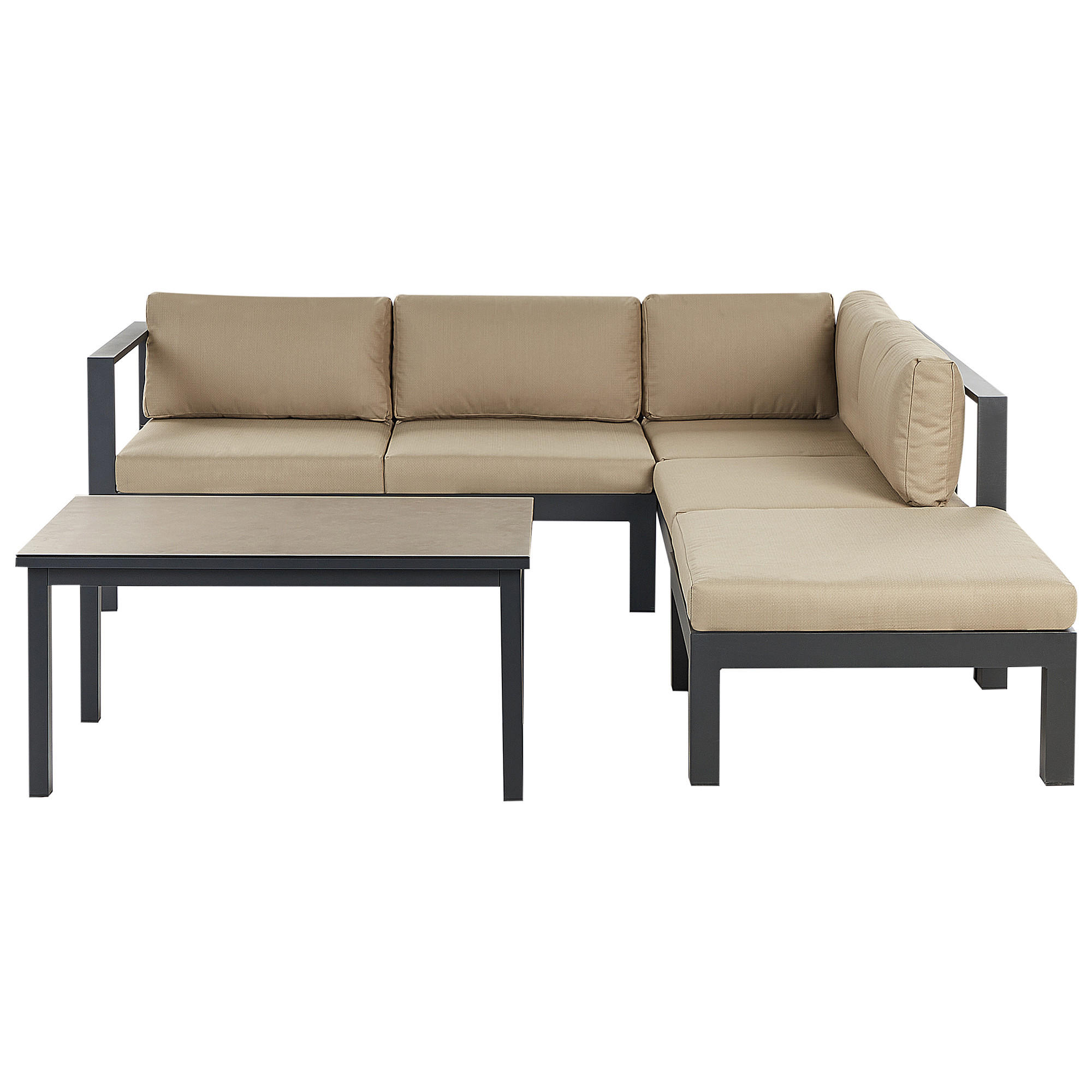 LOUNGE-SET 5-Sitzer Schwarz Messina - Beige/Schwarz, Metall - Beliani