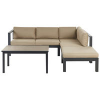 LOUNGE-SET 5-Sitzer Schwarz Messina - Beige/Schwarz, Metall - Beliani