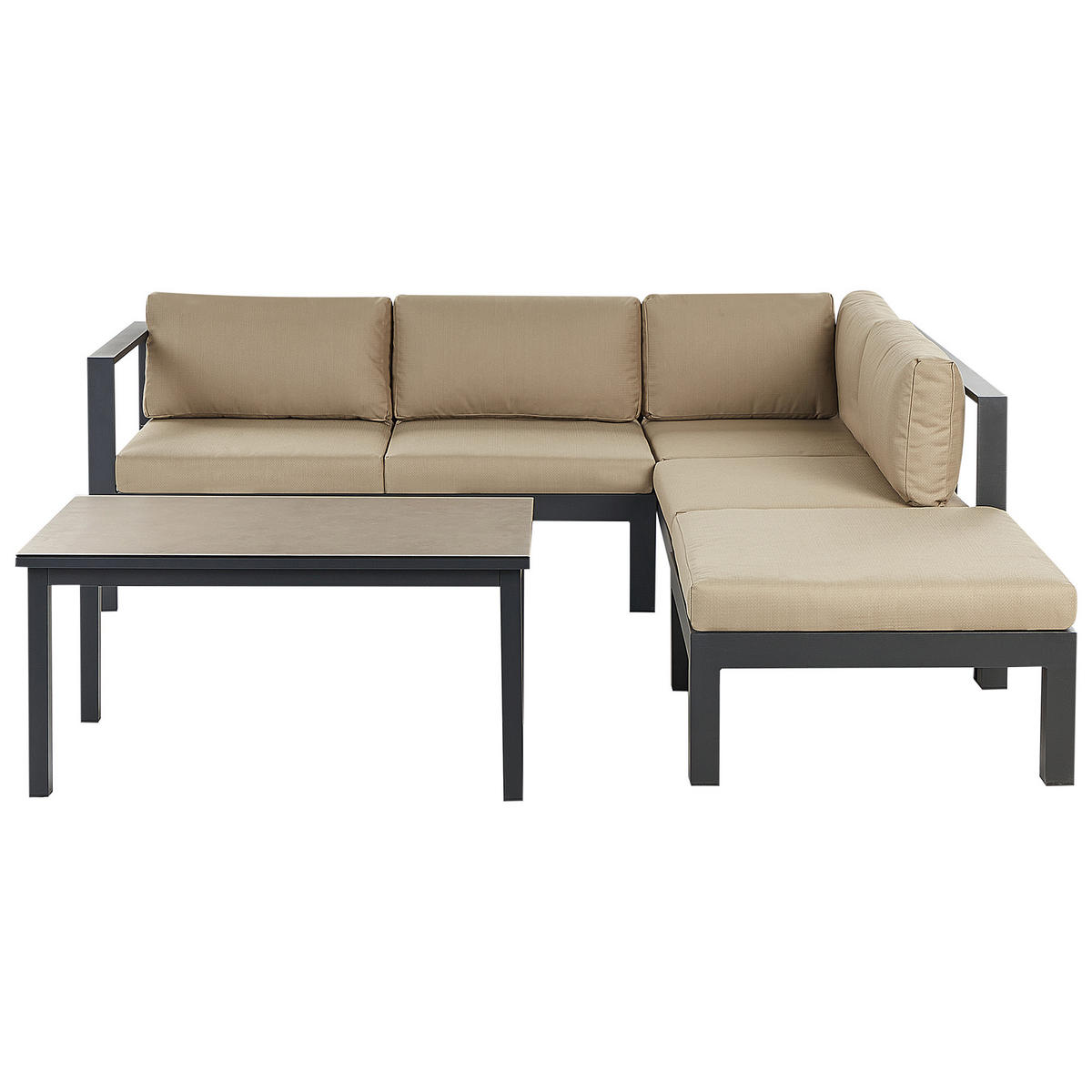 LOUNGE-SET 5-Sitzer Schwarz Messina - Beige/Schwarz, Metall - Beliani