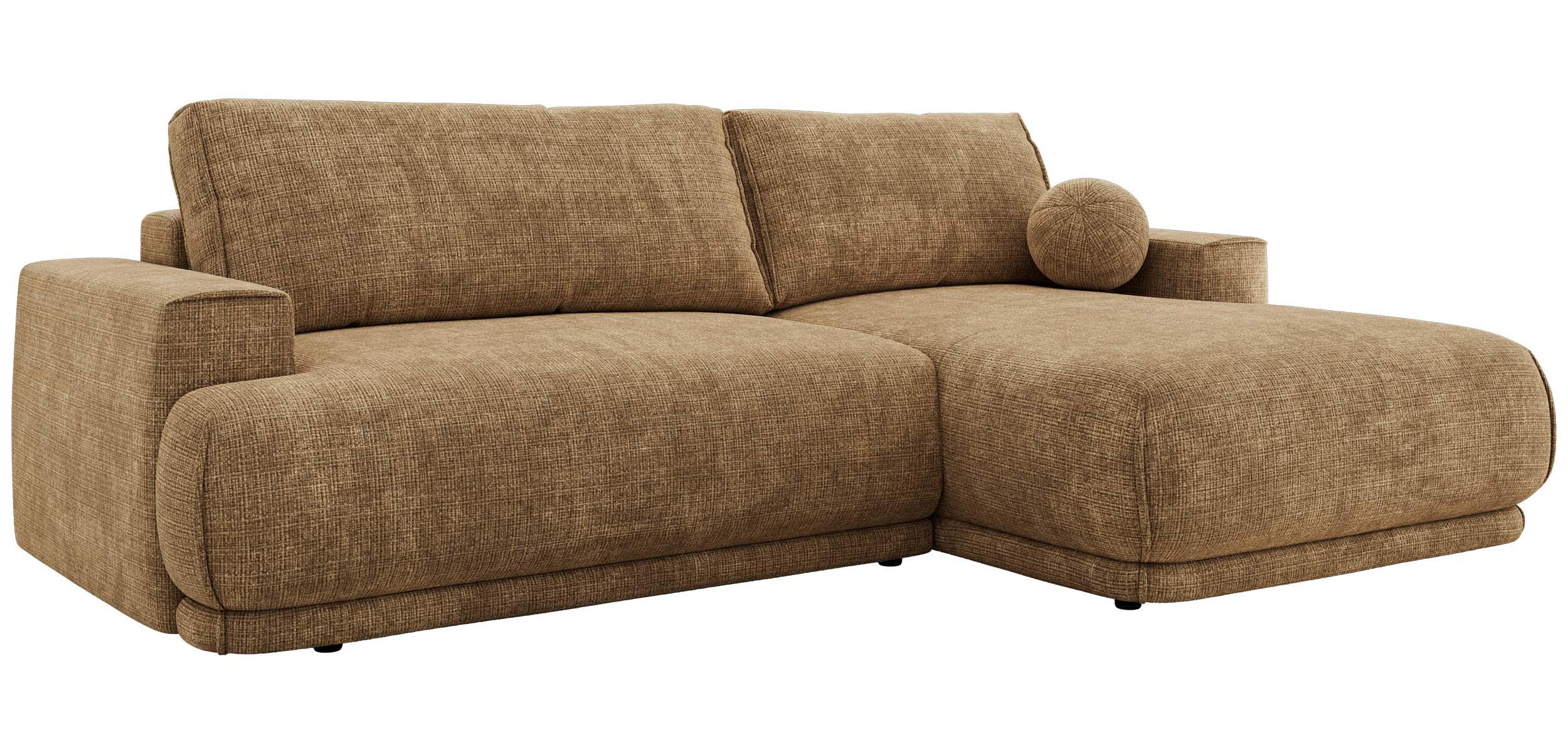 ECKSCHLAFSOFA RINA L Hellbraun Schenille grob gewebt - rechts - Hellbraun/Schwarz, Kunststoff/Textil (170/267cm) - MKS