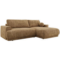 ECKSCHLAFSOFA RINA L Hellbraun Schenille grob gewebt - rechts - Hellbraun/Schwarz, Kunststoff/Textil (170/267cm) - MKS