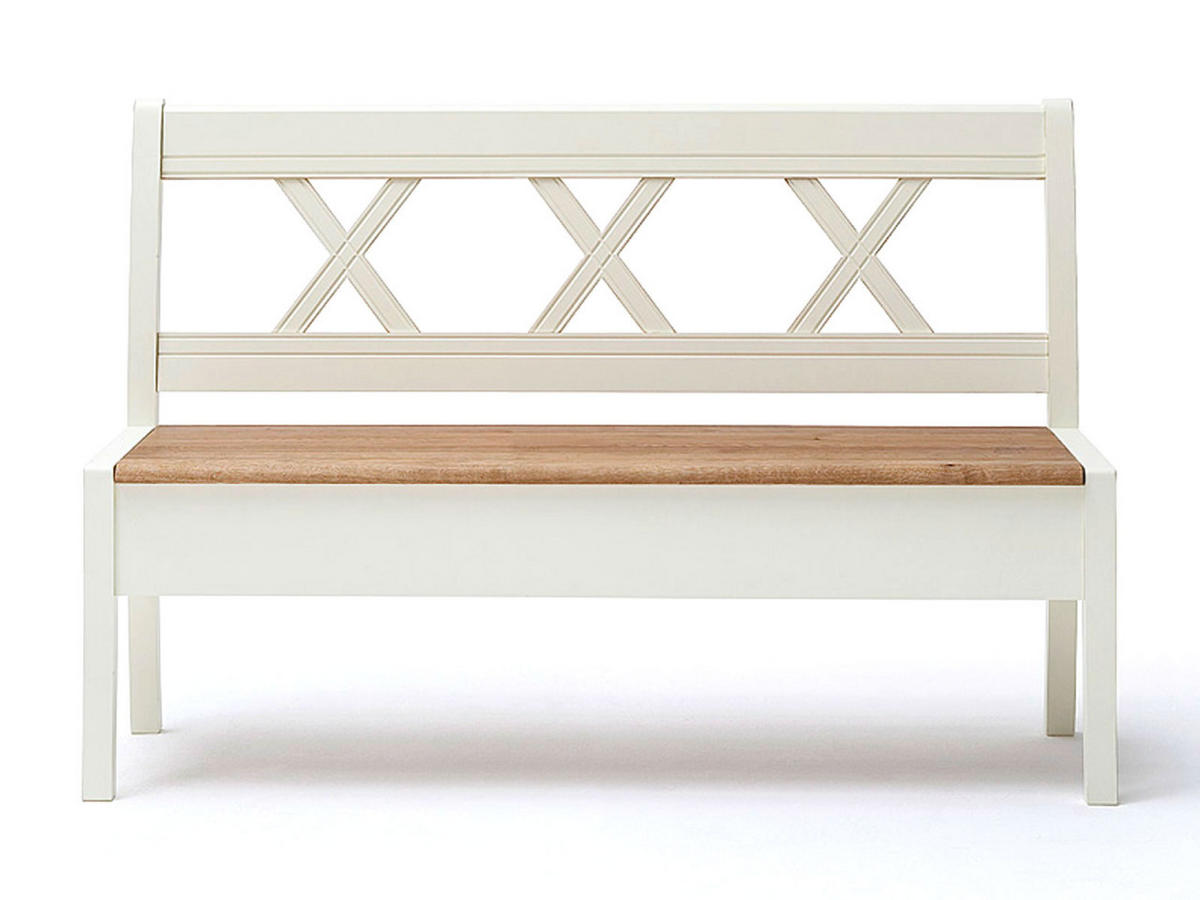 TRUHEN-SITZBANK Novara - Weiß/Braun, Holz (150/95/62cm) - Casamia Massive Möbel