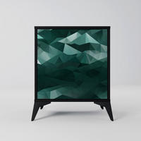 SIDEBOARD POLYGONAL FLOATING, Schwarz, 57,5x42x70,5 cm, Schwarze Metall-Sternfüße - Multicolor/Schwarz, Holzwerkstoff/Metall (57.5/70.5/42cm) - SpaceRebels