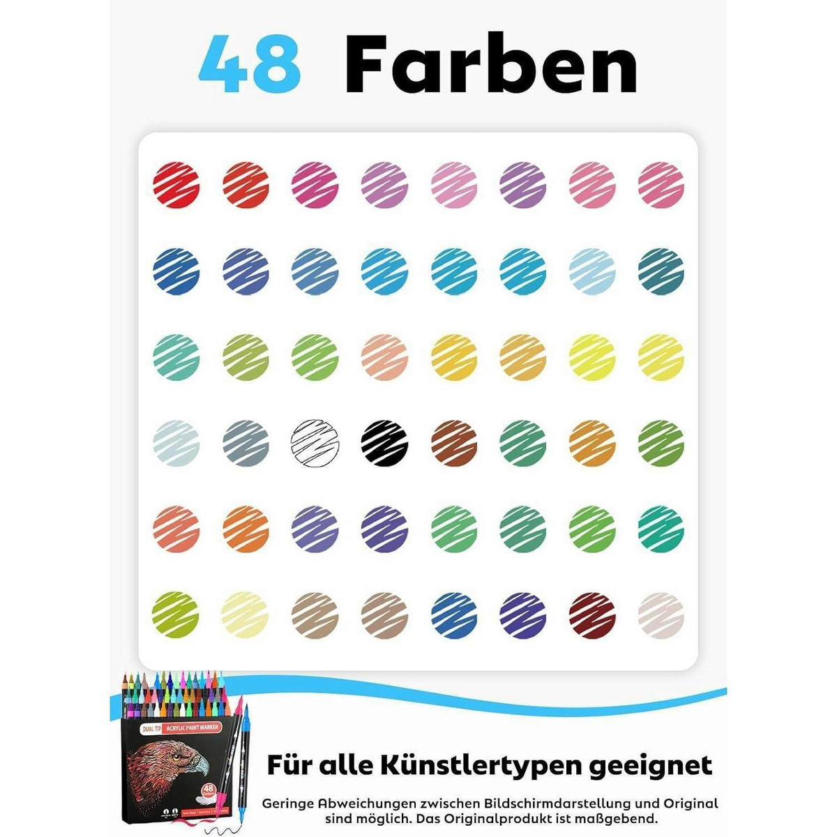 ACRYLSTIFTE Set 48 Farben Doppelspitze - Multicolor, Kunststoff (6.8/1.5/17.5cm)