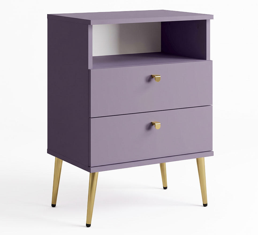 NACHTTISCH High pflaume / gold 50 / 34 / 70cm - Violett/Goldfarben, Holz/Holzwerkstoff (50/70/34cm) - Feldmann-Wohnen