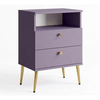 NACHTTISCH High pflaume / gold 50 / 34 / 70cm - Violett/Goldfarben, Holz/Holzwerkstoff (50/70/34cm) - Feldmann-Wohnen