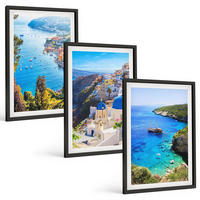 BILDER SET 3er Set - 40x60 cm Schwarzer Rahmen - Griechische Ansichten von Santorin Oia - Schwarz, Kunststoff (40/60cm) - TULUP