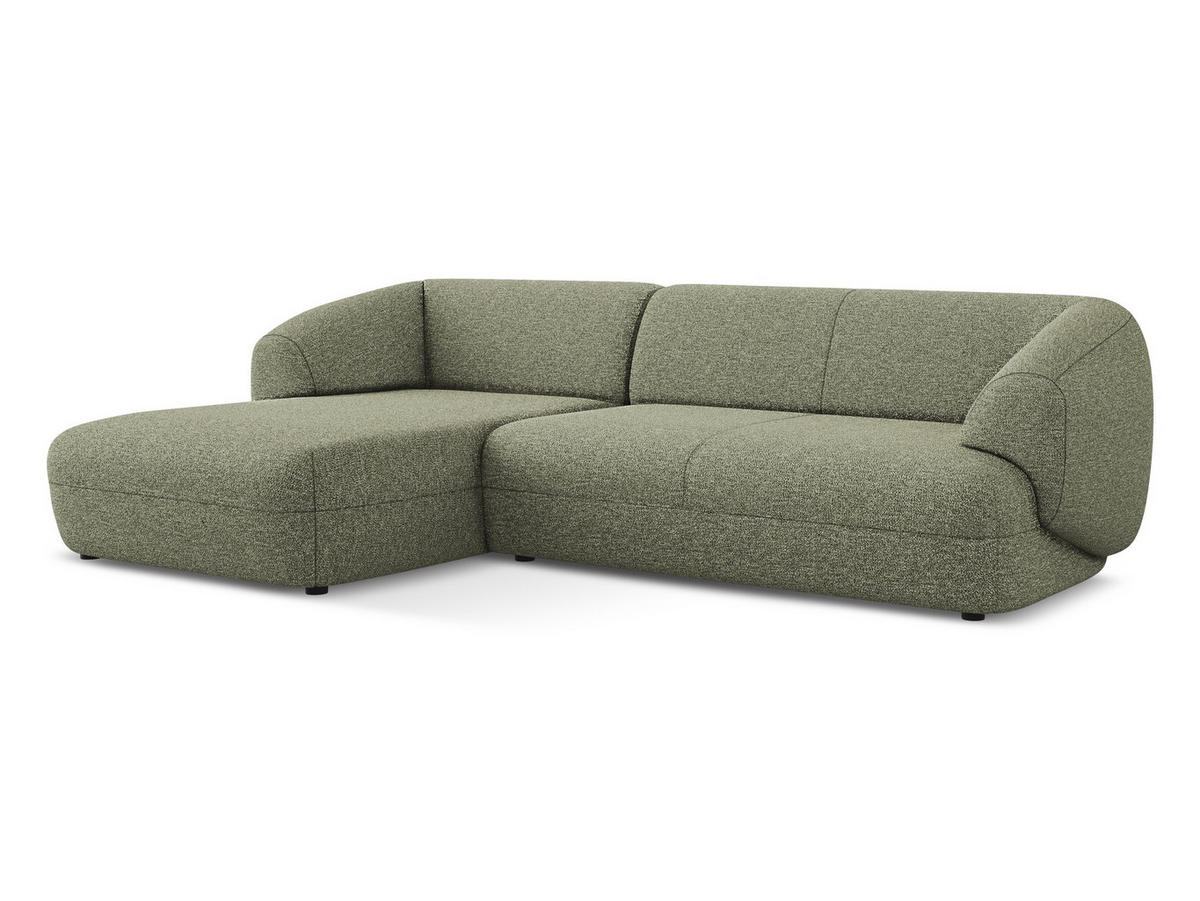 ECKSOFA links Strukturstoff Stoff Grün - Beige/Schwarz, Kunststoff/Textil (156/280cm) - Makamii