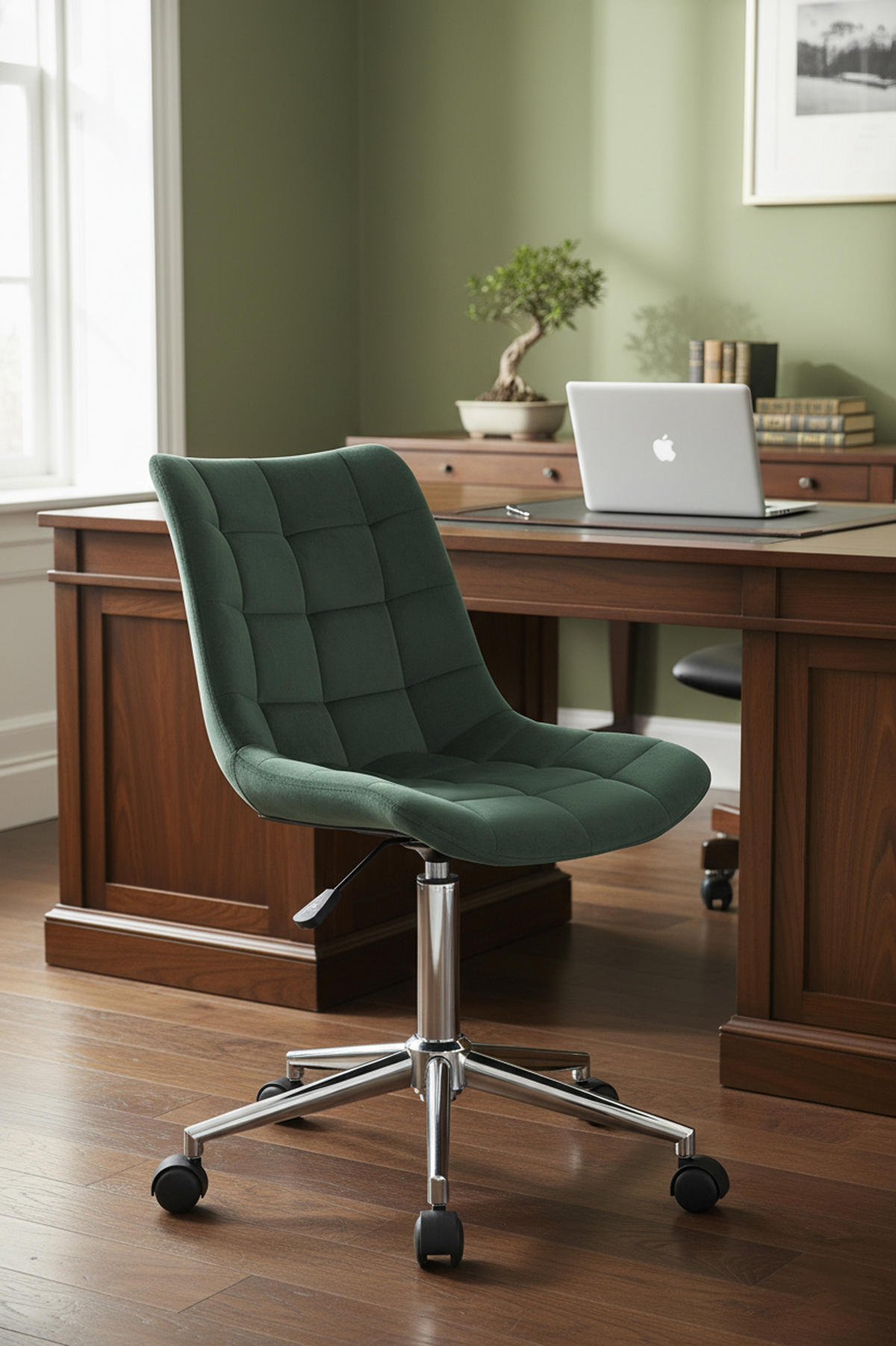 BÜROSTUHL Auronix Samt grün - Chromfarben/Grün, Metall (46/96/62cm) - TPFLiving