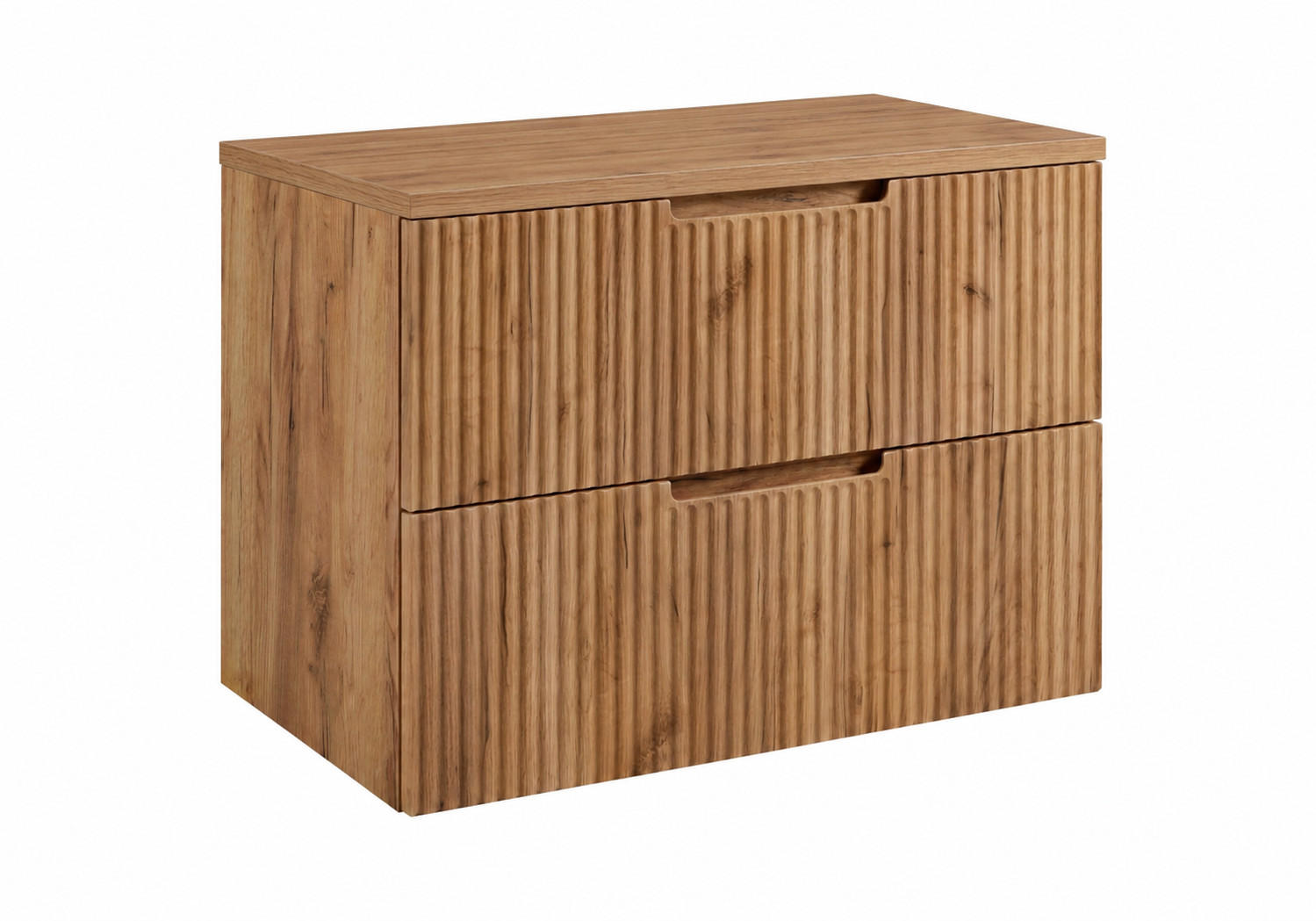 BADEZIMMERSCHRANK hängend 80 mit Schubladen, Korpus in Eiche Craft + Platte in Eiche Craft, mit Griffen, 80 x 46 x 58,6 cm - Eichefarben, Holzwerkstoff (80/58.6/46cm) - 3XE LIVING