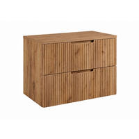 BADEZIMMERSCHRANK hängend 80 mit Schubladen, Korpus in Eiche Craft + Platte in Eiche Craft, mit Griffen, 80 x 46 x 58,6 cm - Eichefarben, Holzwerkstoff (80/58.6/46cm) - 3XE LIVING