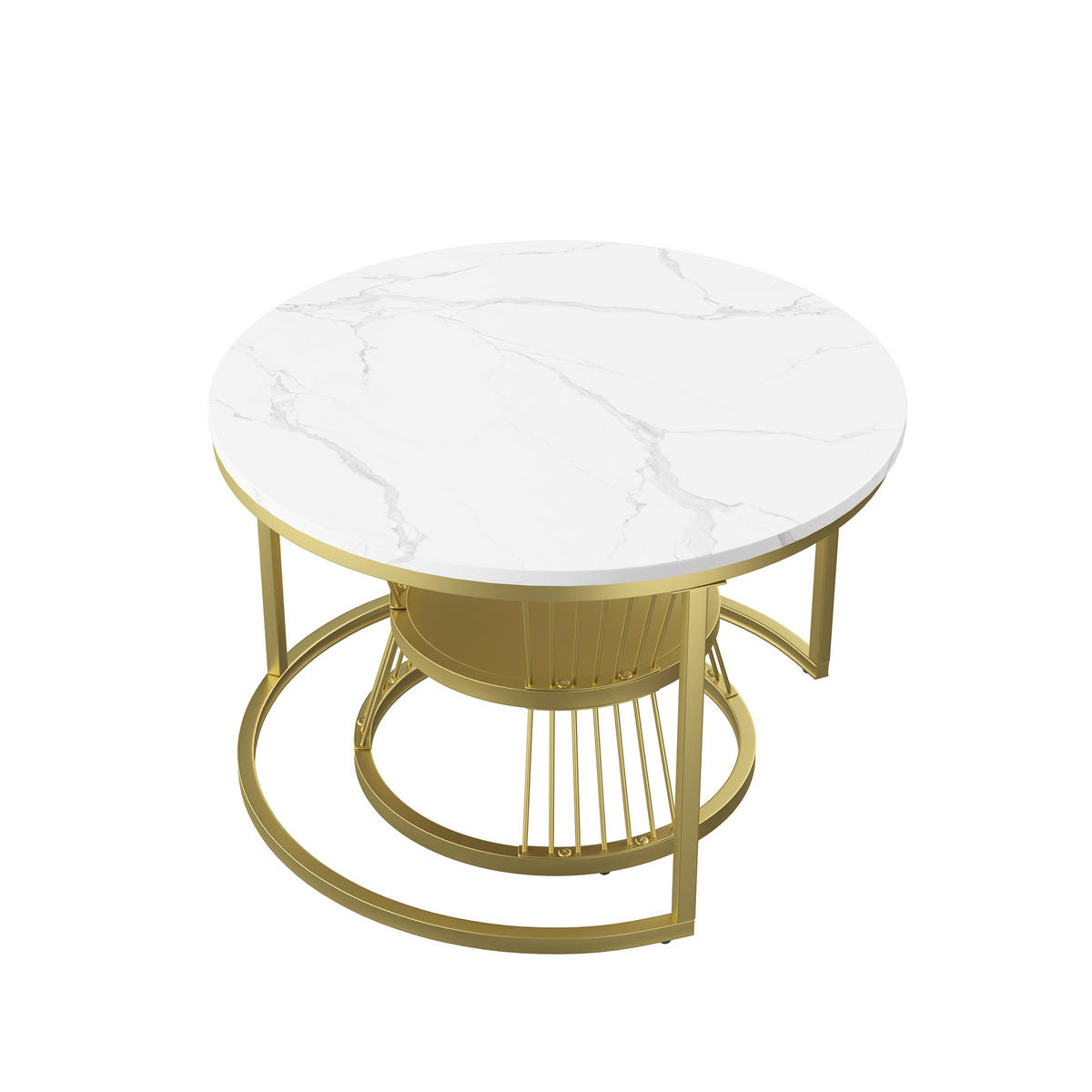 COUCHTISCH 2er Set Beistelltisch Rund, Gold - Goldfarben, Metall (70/70/45.5cm)