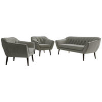SEDACÍ SOUPRAVA 3+1+1 PIRS - Šedá Strukturovaná látka - Černé nohy - šedá/černá, kompozitní dřevo/textil (180/75/74cm) - MKS
