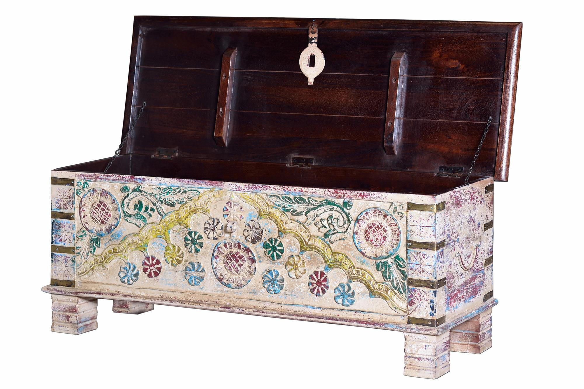 TRUHE aus Mangoholz - Chromfarben, Holz (116/45/40cm) - Giner y Colomer