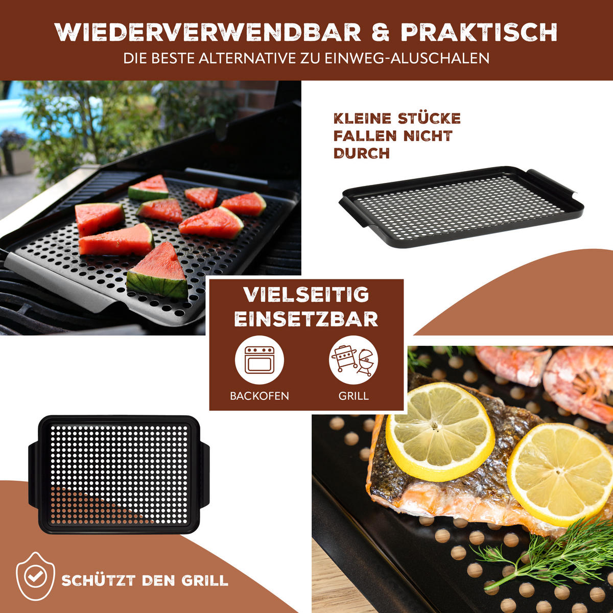 GRILLPLATTE, schwarz, Edelstahl - Schwarz, Metall (29.5/2.5/44.5cm) - bremermann