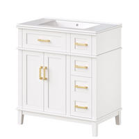 WASCHTISCHKOMBI Waschbeckenunterschrank 76x46,5x86cm Keramikbecken-Soft-Close-Schubladen - Weiß, Holzwerkstoff (46.5/86/76cm) - Raelunyi