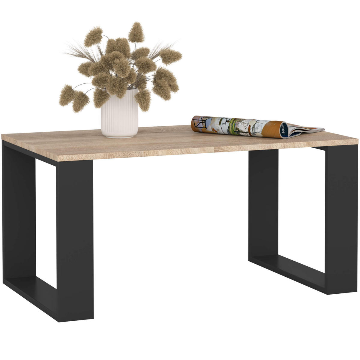 COUCHTISCH NOX Sonoma Eiche, Schwarz 92x53x45 cm - Schwarz/Sonoma Eiche, Holzwerkstoff (53/92/45cm) - Akord
