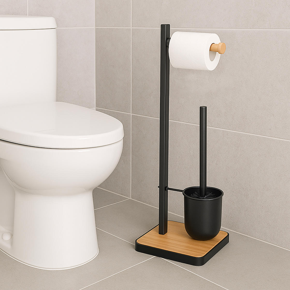 WC Garnitur - Multicolor, Holz/Kunststoff (18/67/18cm) - Relaxdays