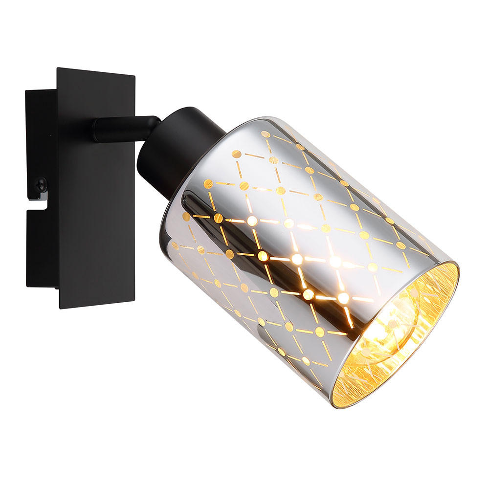 LED WANDLEUCHTE ALONSO, Metall, Schwarz, schwenkbar - Schwarz, Glas (9/20/16.5cm) - Globo Lighting