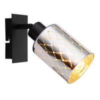 LED WANDLEUCHTE ALONSO, Metall, Schwarz, schwenkbar - Schwarz, Glas (9/20/16.5cm) - Globo Lighting
