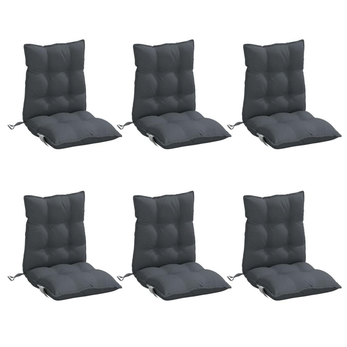 NIEDRIGLEHNER-AUFLAGEN 6Er Set Anthrazit Oxford-Gewebe - Anthrazit, Textil (50/7/100cm) - vidaXL