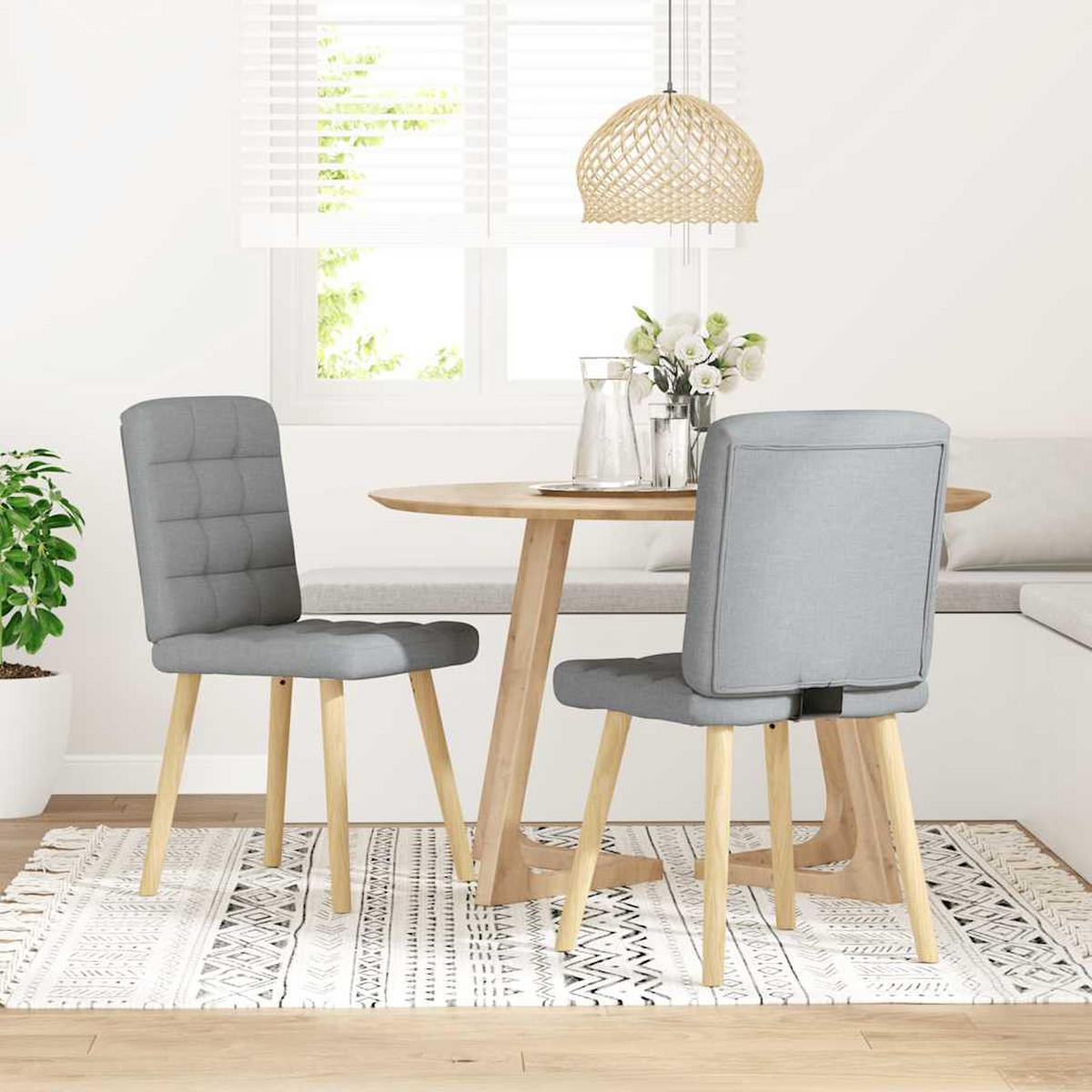 ESSZIMMERSTÜHLE 2 Stk. Hellgrau Stoff 45*54*86cm - Grau, Metall (45/86/54cm) - ZMH