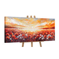 GEMÄLDE Scharlachrote Mohnblumen auf Keilrahmen 115x50 cm - Rot, Holz (115/50cm) - YS-art gallery
