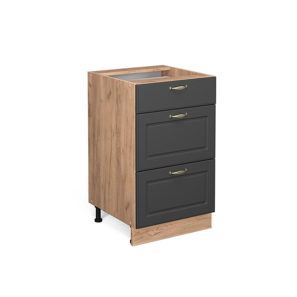 KÜCHENUNTERSCHRANK Fame-Line Anthrazit-Gold 50 cm ohne AP - Anthrazit/Eiche Wotan, Holzwerkstoff (50/82/51.6cm) - Vicco