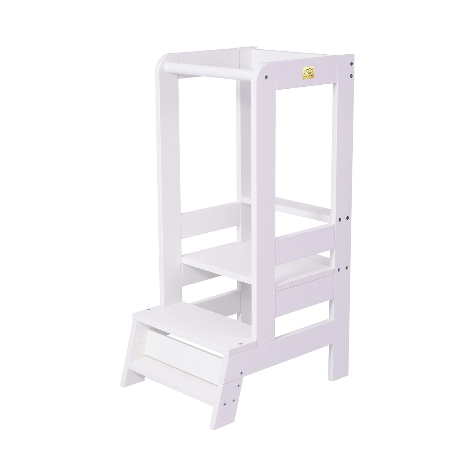 LERNTURM für Kinder, Natur Holz, Weiß - Weiß, Holz (39/90/90cm) - MeowBaby