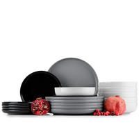 TAFELSERVICE VICTO 6 Personen 18-tlg, matt Grau, Weiß, Schwarz - Weiß/Grau, Keramik (27/2/27cm) - KONSIMO®