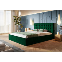 BETT 180x200 - Polsterbett mit Bettkasten und Holzrahmen - Modern Betten - Glatter Kronos-Stoff- Kollektion Rio, Grün - Grün, Holz/Textil (180/200cm) - Alpi-Möbel