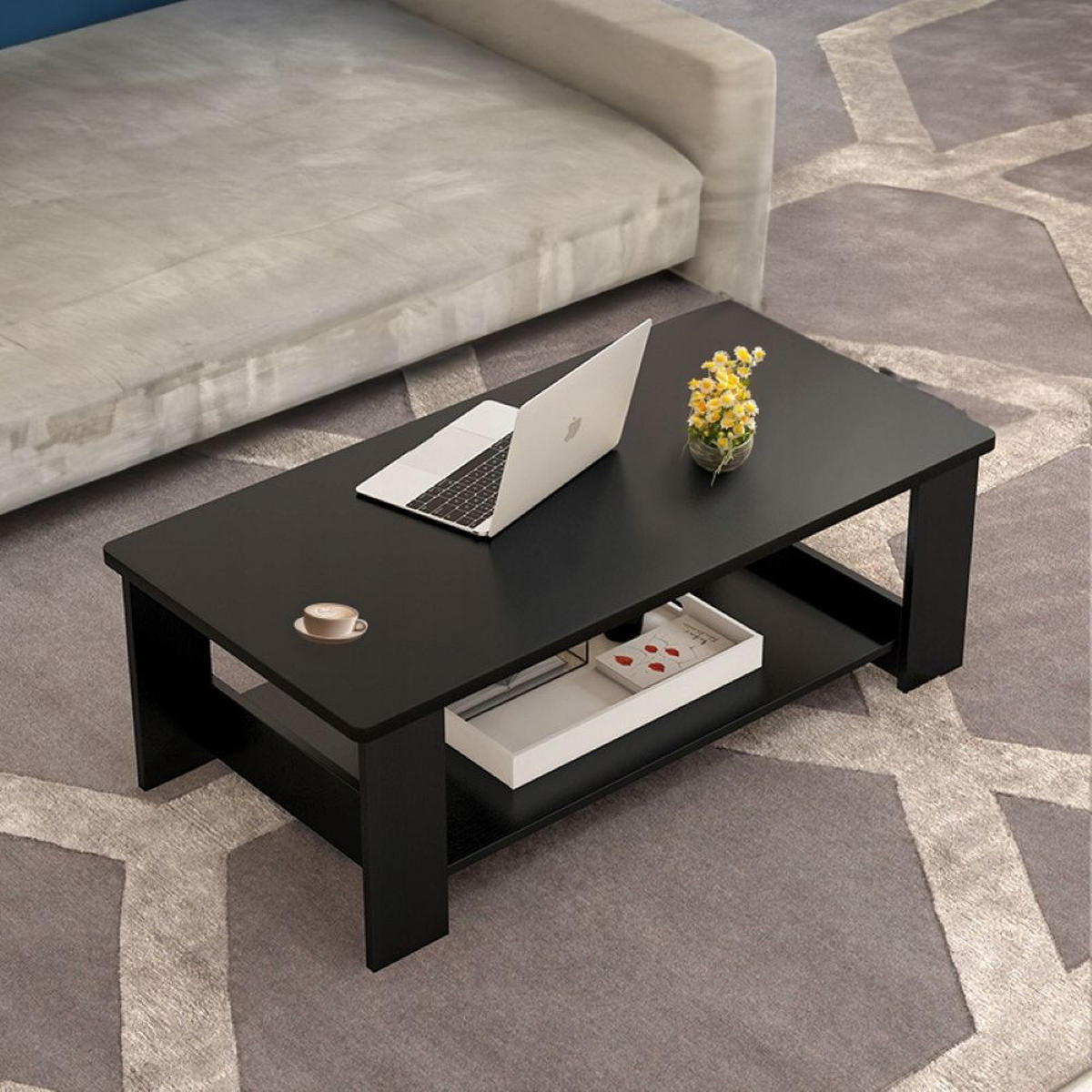 COUCHTISCH, schwarz 100/50/42 cm - Schwarz, Holzwerkstoff (50/100/42cm)