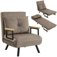 SCHLAFSESSEL 4-in-1 DE-14590 5-fach verstellbar, mit Holzarmlehnen Marron - Braun, Textil (73/81/63cm) - ComfortXL