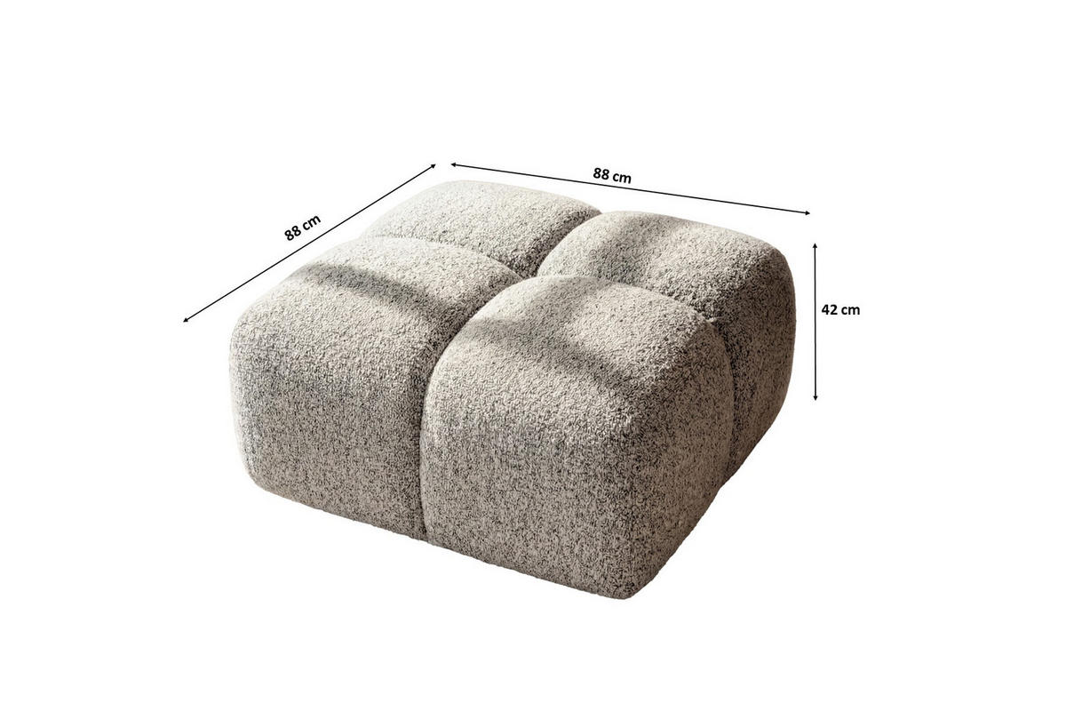 HOCKER, Pouf, Chenille Stoff Puente, Beige, Averro - Beige, Holz (88/42/88cm) - Kaiser Möbel