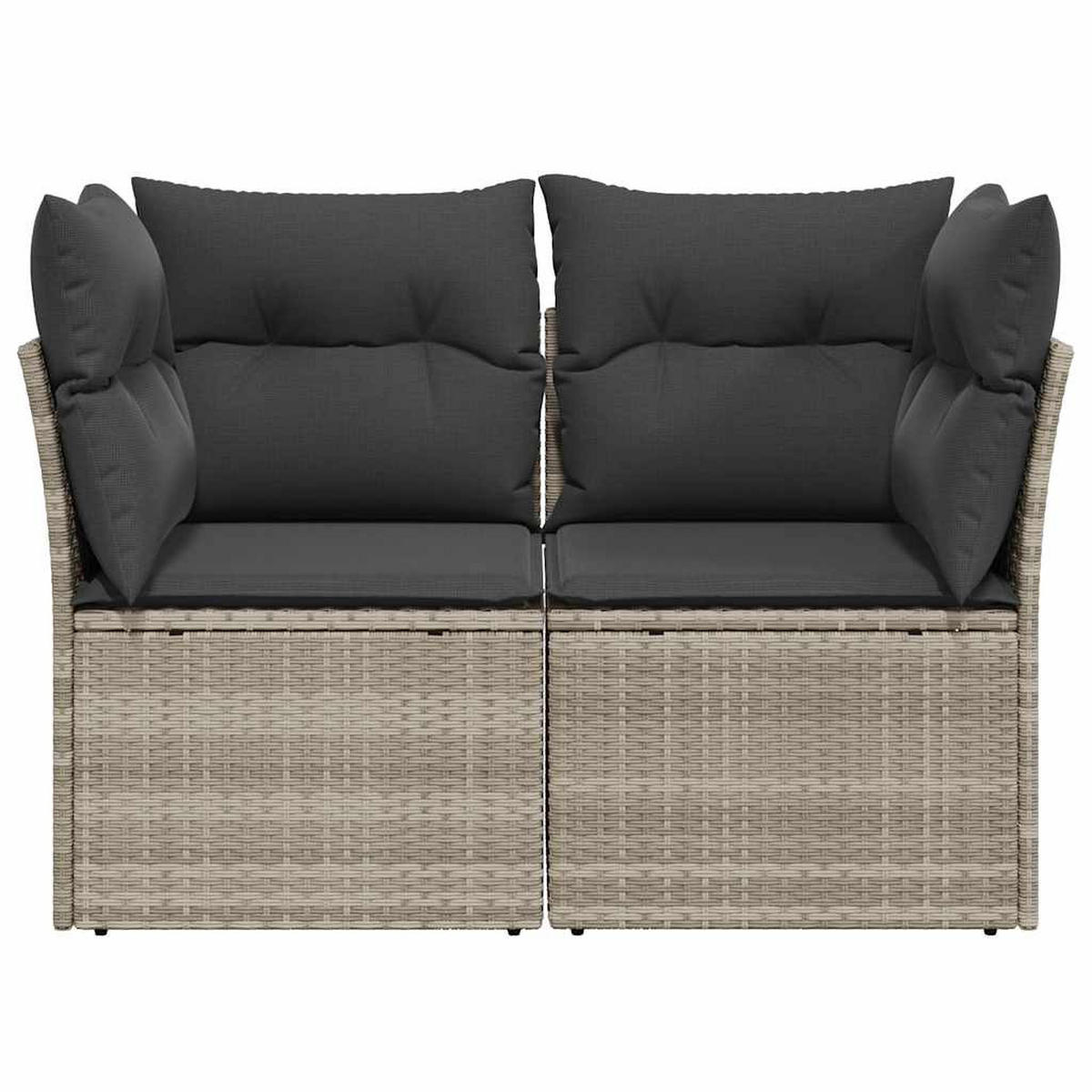 GARTENSOFA Mit Kissen 2-Sitzer Hellgrau Poly Rattan - Grau, Kunststoff (124/69/62cm) - vidaXL