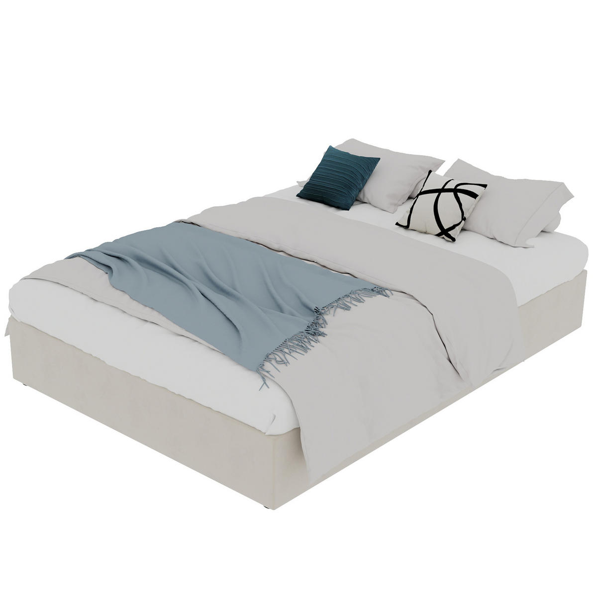 POSTEL 160/200 cm s plynovými písty a pevnou kovovou konstrukcí v látkovém čalounění, Béžová - béžová, textil (160/200cm) - Redom