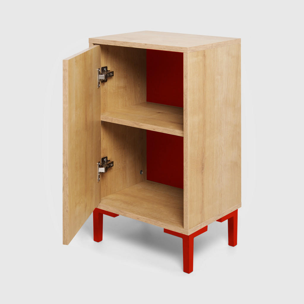 Thumbnail - RNT By Really Nice Things Nachttisch, Rot, Eiche Artisan, Holzwerkstoff, 40x65x30 cm, Kinder- & Jugendzimmer, Kindermöbe...