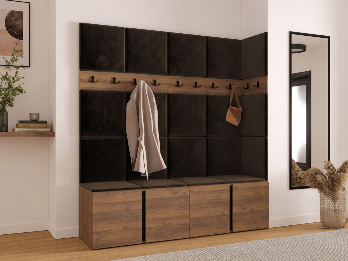 MOBILIER PENTRU HOL Orion II - maro/culoare lemn de nuc, material plastic/compozit lemnos (168/186/46cm) - MIRJAN24
