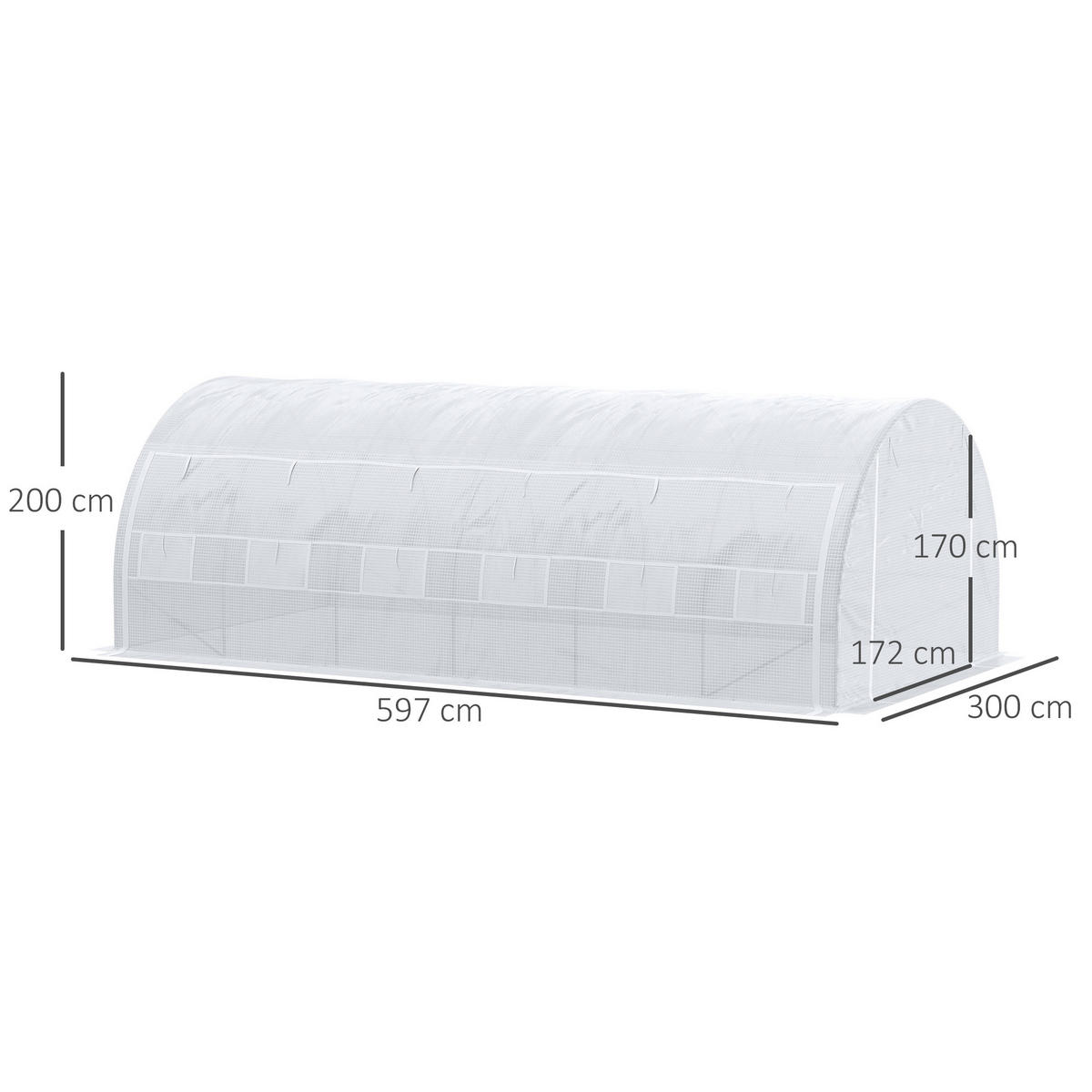 GEWÄCHSHAUS DE-11922 18 m² mit Tür & 12 Fenstern Weiß - Weiß, Kunststoff (300/200/597cm) - ComfortXL